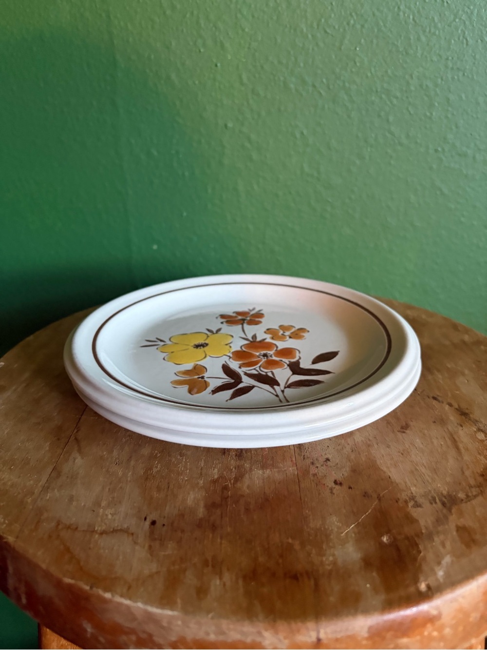Vintage Mikado Stoneware Earthtone 201 with floral motif salad plates, set of 2
